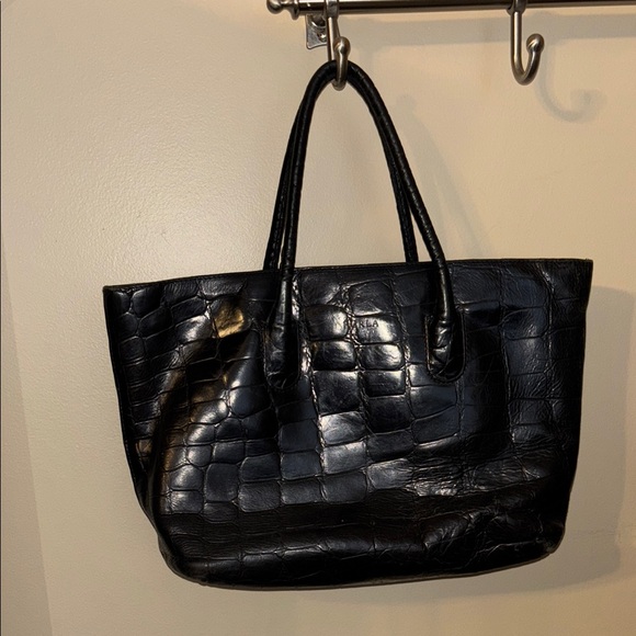 FURLA Black Crocodile-Embossed Tote Bag - Picture 2 of 15
